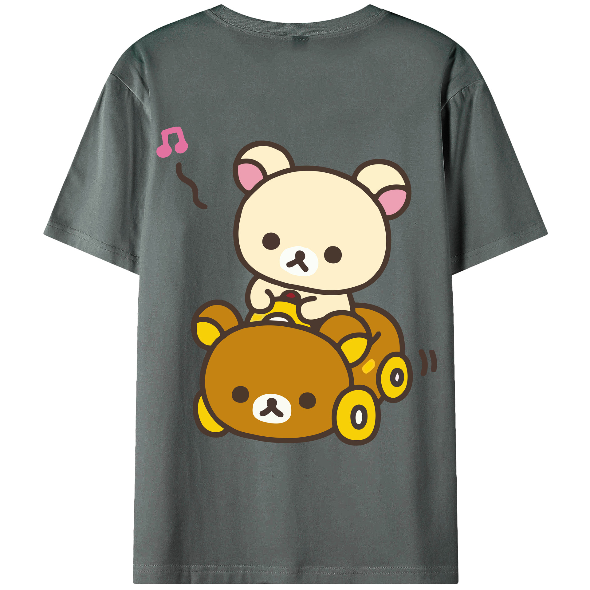 （画像用） リラックマ リラックマ キイロイトリ Rilakkuma Korilakkuma Kiiroitori 綿100％ メンズ半袖Tシャツ（バックプリント） 通気性